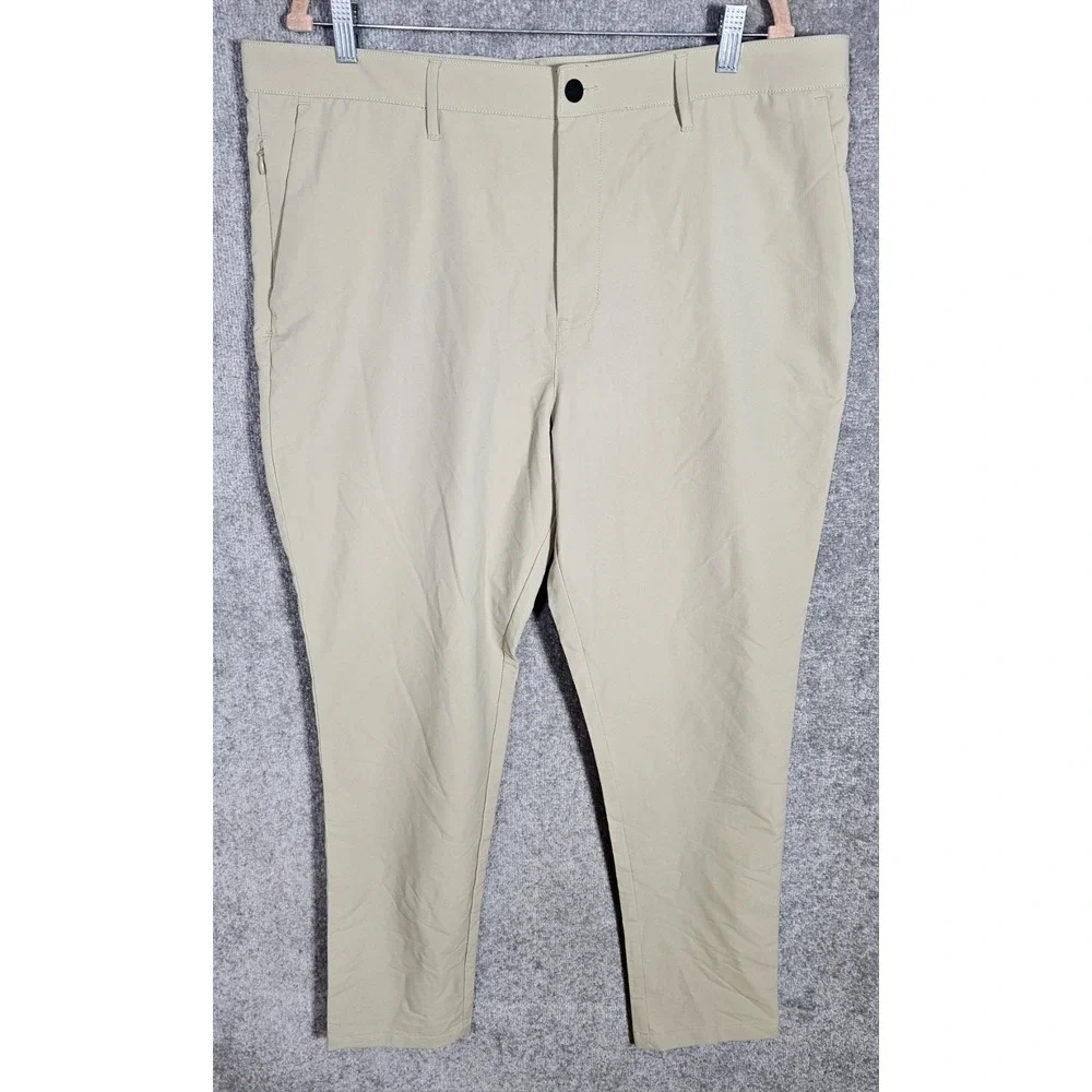 Banana‎ Republic Flat Front Slim Fit Pants Mens Sz 40x34 Beige Polyester Pockets